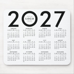 Mousepad Calendário 2027 Minimalista Logotipo Empresarial P