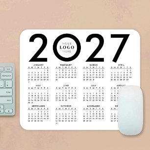 Mousepad Calendário 2027 Minimalista Logotipo Empresarial P