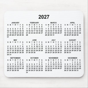 Mousepad Calendário 2027 Preto e Branco