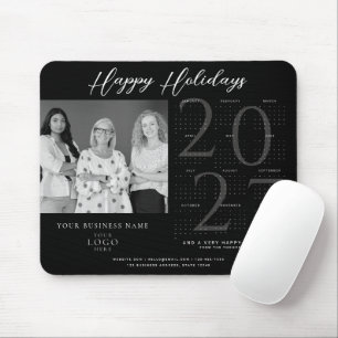 Mousepad Calendário 2027 Preto Foto Logo Corporativo Férias