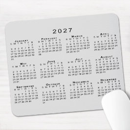 Mousepad Calendário 2027 Simples Cinza e Preto
