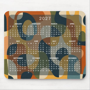 Mousepad Calendário Abstrato Retro Moderno 2027