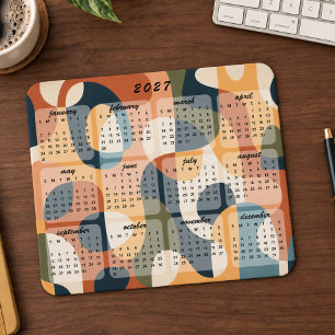 Mousepad Calendário Abstrato Retro Moderno 2027