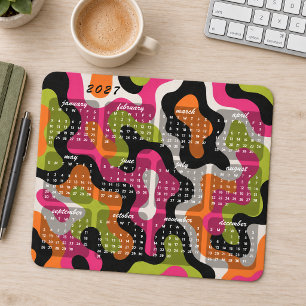 Mousepad Calendário Abstrato Retro Moderno 2027