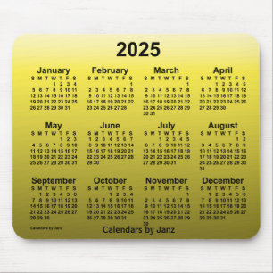 Mousepad Calendário Amarelo 2025 desbotado por Janz Mouse