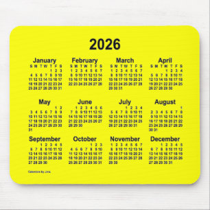 Mousepad Calendário Amarelo 2026 pelo Painel do Mouse Janz