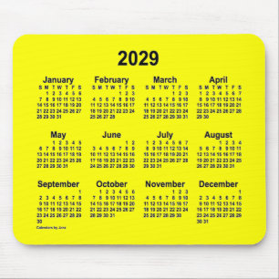 Mousepad Calendário Amarelo 2029 pelo Painel do Mouse Janz