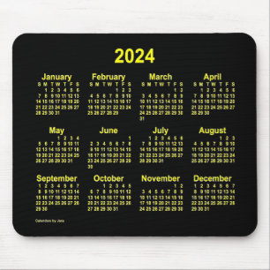 Mousepad Calendário Amarelo Neon 2024 por Janz