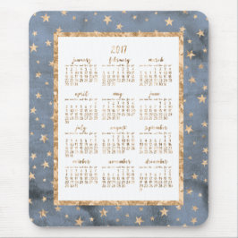 Mousepad Calendário Anual 2017 - Estrelas de Folha Ouro