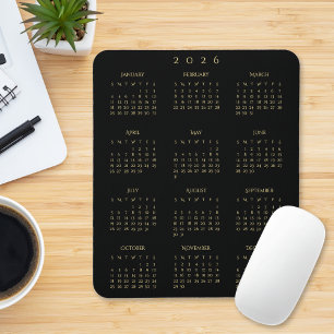 Mousepad Calendário Anual 2026 Ouro Preto para Escritório e