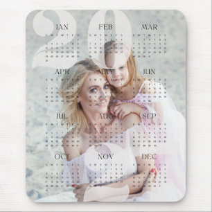 Mousepad Calendário Anual 2027 de Foto & Cor Personalizado
