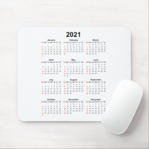 Mousepad Calendário Anual Básico 2021