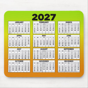 Mousepad Calendário Anual de 12 Meses para 2027