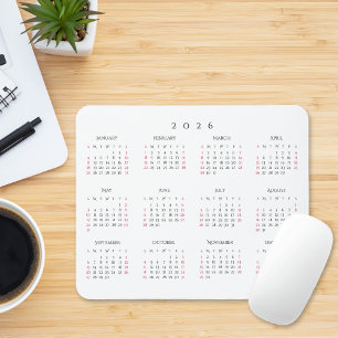 Mousepad Calendário Anual Simples para Escritório em Casa 2