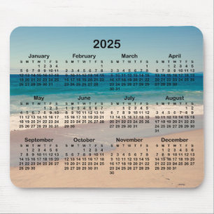 Mousepad Calendário Aqua Blue Water Beach Foto 2025