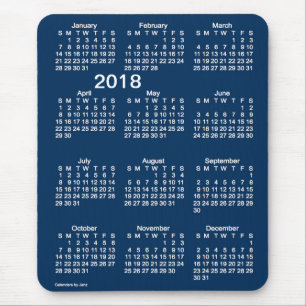 Mousepad Calendário azul das letras grandes da caixa de