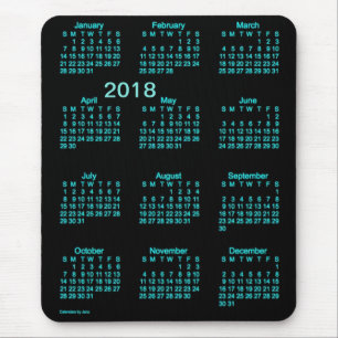 Mousepad Calendário azul de néon das letras grandes 2018