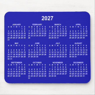 Mousepad Calendário Azul Real e Branco 2027