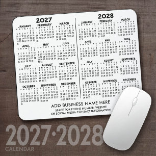 Mousepad Calendário Básico de 2 Anos Visão Anual 2027 2028 
