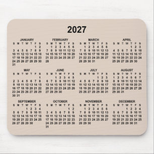 Mousepad Calendário Bege e Preto 2027