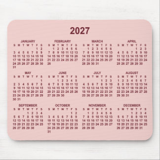 Mousepad Calendário Blush Burgundy 2027