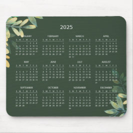 Mousepad Calendário Botânico Elegante Simples 2025 | Mousep