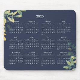 Mousepad Calendário Botânico Elegante Simples 2025 | Mousep