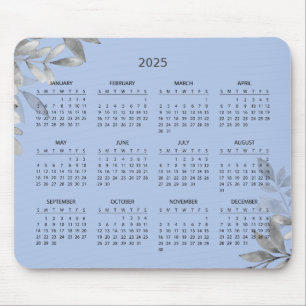 Mousepad Calendário Botânico Elegante Simples 2025   Mousep