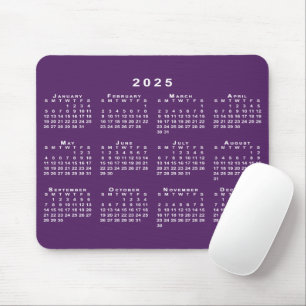 Mousepad Calendário Branco 2025 em Plano de Fundo Personali