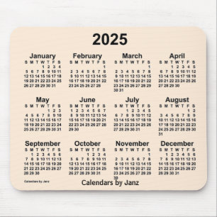 Mousepad Calendário branco antigo de 2025 por Janz Mouse Pa