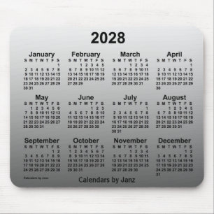 Mousepad Calendário Branco apagado de 2028 pelo Painel do