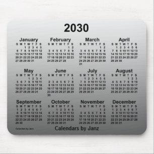 Mousepad Calendário Branco apagado de 2030 por Janz