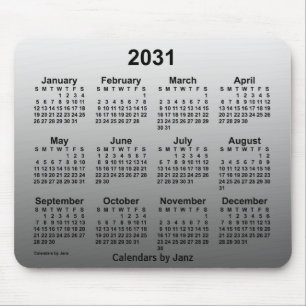 Mousepad Calendário Branco apagado de 2031 por Janz