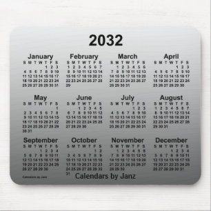 Mousepad Calendário Branco apagado de 2032 por Janz