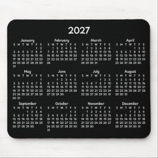 Mousepad Calendário Branco Caprichoso 2027 em Preto