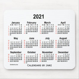 Mousepad Calendário branco de 2021, de 52 semanas, por Janz