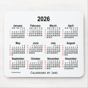 Mousepad Calendário branco de 2026 de 52 semanas por Janz