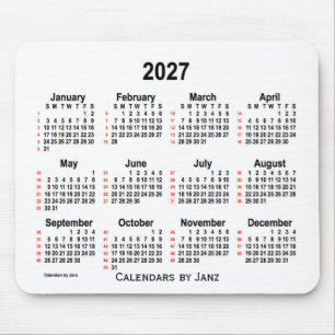 Mousepad Calendário branco de 2027, 52 semanas, por Janz