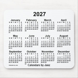 Mousepad Calendário Branco de 2027 pelo Painel do Mouse Jan