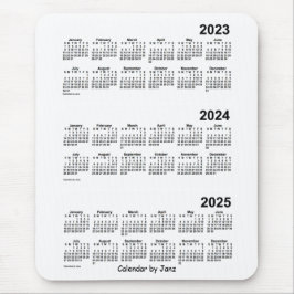 Mousepad Calendário branco de 3 anos 2023-2025 por Janz