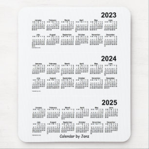 Mousepad Calendário branco de 3 anos 2023-2025 por Janz