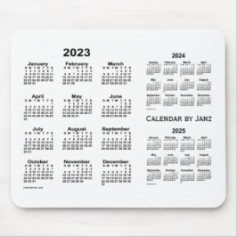 Mousepad Calendário branco de 3 anos 2023-2025 por Janz