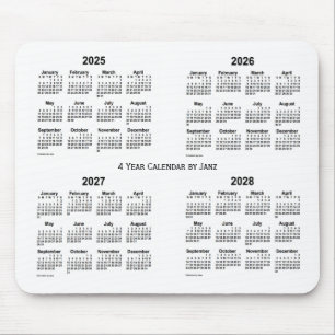 Mousepad Calendário branco de 4 anos 2025-2028 por Janz