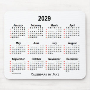 Mousepad Calendário branco de 52 semanas 2029 por Janz