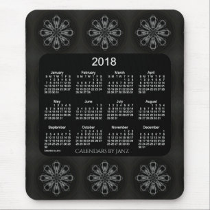 Mousepad Calendário branco de néon do floco de neve 2018