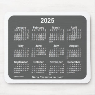 Mousepad Calendário Branco do Carvão 2025, por Janz