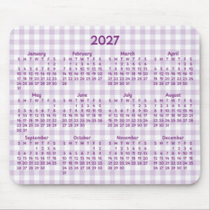 Mousepad Calendário Caprichoso de 2027 em Ginga Roxa Pálida