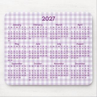 Mousepad Calendário Caprichoso de 2027 em Ginga Roxa Pálida