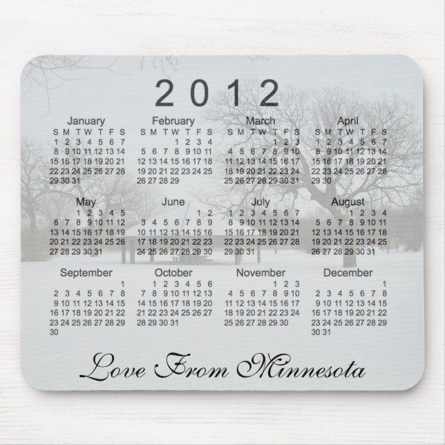 Mousepad Calendário Cênico de 2012 (Frente)