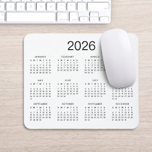 Mousepad Calendário Clássico Preto e Branco 2022